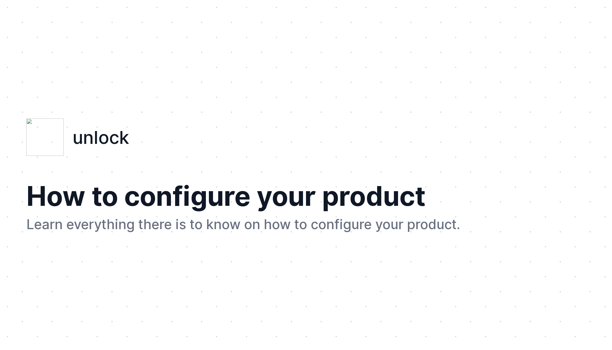 How to configure your product